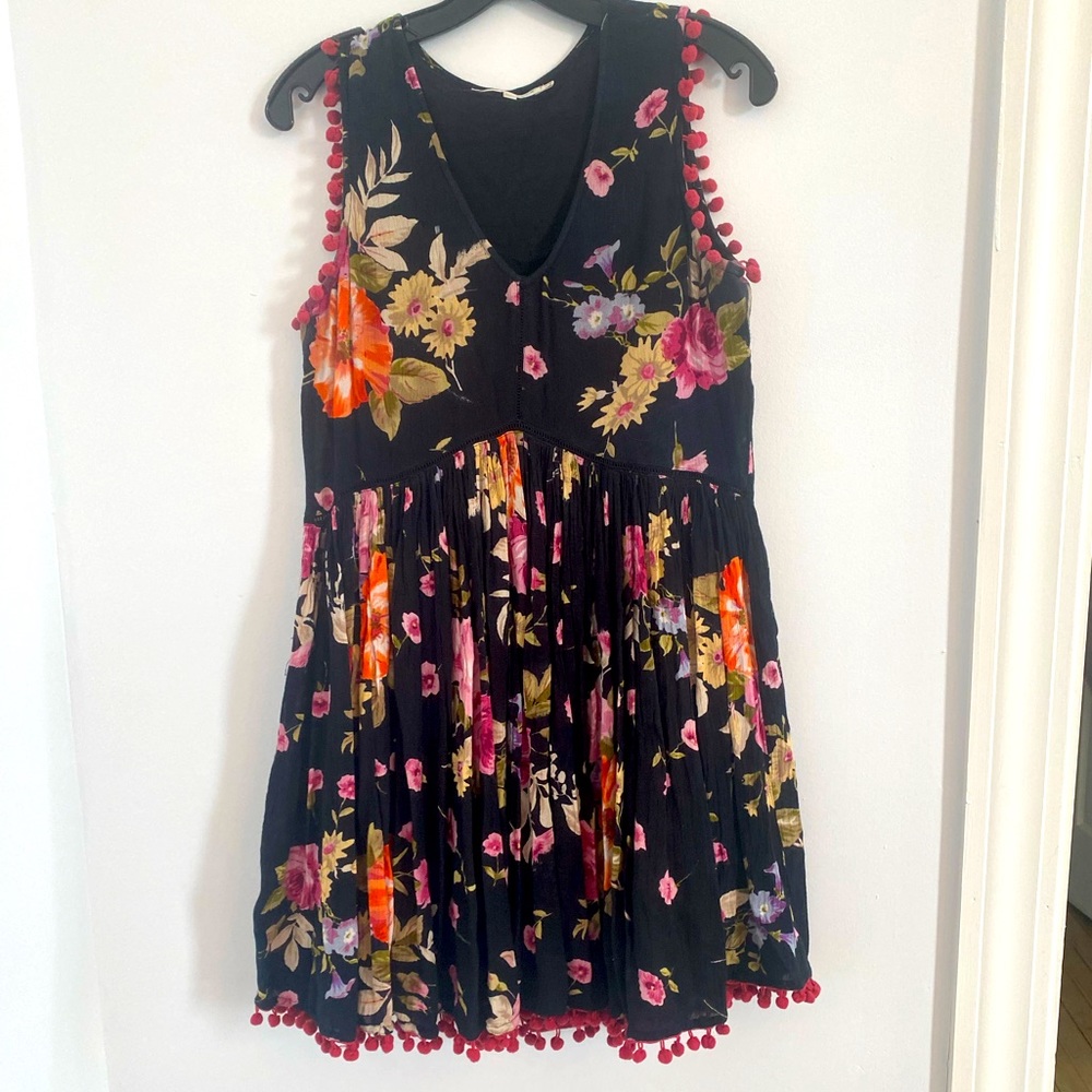 Black floral boho dress